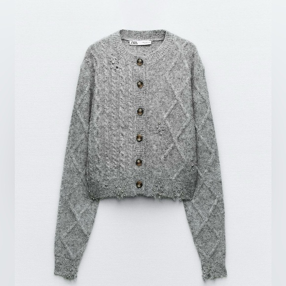 ZARA BEJEWELED KNIT CARDIGAN - Picture 6 of 8